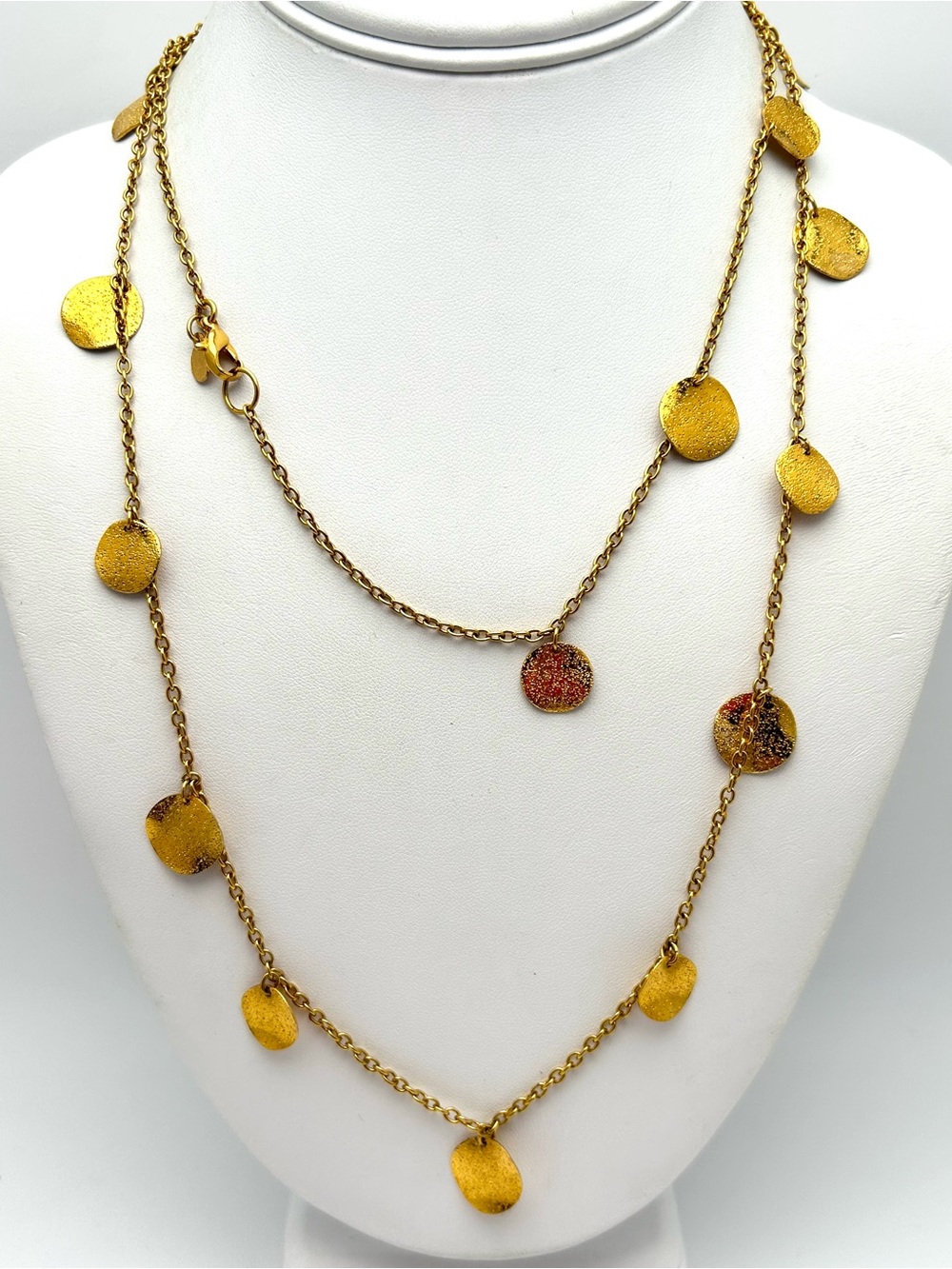 Premier Designs Gold Disc Long Strand Necklace